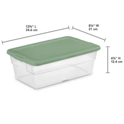 Sterilite Stackable 6 Quart Home Storage Tote Container With Handles For Efficient Space Saving Household Organization, Crisp Green (30 Pack)