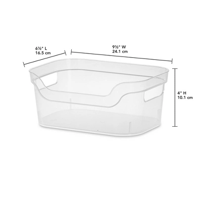 Sterilite 9.5 X 6.5 X 4 Inch Small Open Scoop Front Clear Storage Bin With Comfortable Carry Through Handles For Household Organization 3 Sterilite 9.5 X 6.5 X 4 Inch Small Open Scoop Front Clear Storage Bin With Comfortable Carry Through Handles For Household Organization - Image 3
