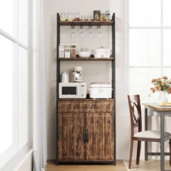 Bakers Rack With Storage Cabinet And Drawer, 70.8" Tall Industrial Coffee Bar Cabinet, Freestanding Kitchen Storage Organization, Rustic Brown 9 Bakers Rack With Storage Cabinet And Drawer, 70.8" Tall Industrial Coffee Bar Cabinet, Freestanding Kitchen Storage Organization, Rustic Brown -Rubbermaid Shop GUEST 71358de0 8c41 4fb4 a578 bd66dc557490