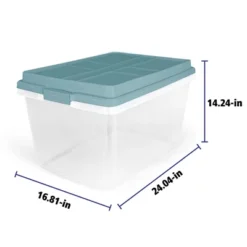 Hefty 72 Quart Hi-Rise Storage Bin With Lid, Stackable Plastic Container Tote For Home, Office, And Classroom Organization, 6 Pack, Smoke Blue -Rubbermaid Shop GUEST 726ab802 06b8 4c2f 91ef 921d9c5c3f8e