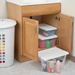 Sterilite 16 Quart Stackable Clear Plastic Storage Tote Container With Opaque Latching Lid For Home And Office Organization -Rubbermaid Shop GUEST 75c2e422 f223 4617 9a7f 4fcc8a9af342