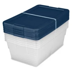Sterilite Stackable 6 Quart Clear Home Storage Box With Handles And Blue Lid For Efficient, Space Saving Household Storage And Organization (30 Pack) -Rubbermaid Shop GUEST 75c7574e 8fb3 45ba b73c 3361e4d05e21