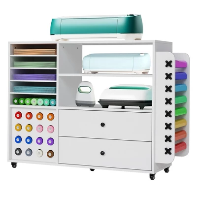 Craft Organization And Storage Cart, Rolling Craft Table Organizer With Drawers & 24 Vinyl Roll Holder, Crafting Cabinet Table Workstation For Home 7 Craft Organization And Storage Cart, Rolling Craft Table Organizer With Drawers & 24 Vinyl Roll Holder, Crafting Cabinet Table Workstation For Home - Image 7