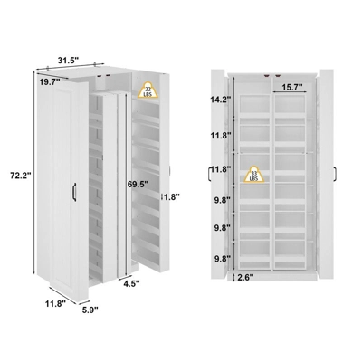 FUFU&GAGA Rotating Pantry Cabinet,Large Capacity Kitchen Storage Hutch,Double Doors With Compartments,Kitchen Organization,White 8 FUFU&GAGA Rotating Pantry Cabinet,Large Capacity Kitchen Storage Hutch,Double Doors With Compartments,Kitchen Organization,White - Image 8