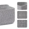 Aoibox Small Woven Cotton Rope Storage Baskets For Closet Organization Shelf Toy Nursery Shallow Bin 3 Pack Mixed Grey