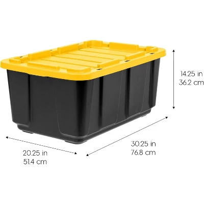 IRIS USA 27 Gallon Heavy Duty Truck Bed Toolbox Storage Tote Bins With Lids, Garage Organization, Black/Yellow, 2 Pk 1 IRIS USA 27 Gallon Heavy Duty Truck Bed Toolbox Storage Tote Bins With Lids, Garage Organization, Black/Yellow, 2 Pk