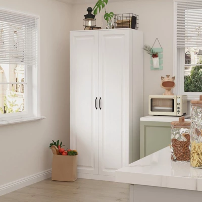 FUFU&GAGA Rotating Pantry Cabinet,Large Capacity Kitchen Storage Hutch,Double Doors With Compartments,Kitchen Organization,White 6 FUFU&GAGA Rotating Pantry Cabinet,Large Capacity Kitchen Storage Hutch,Double Doors With Compartments,Kitchen Organization,White - Image 6