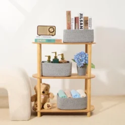 Aoibox Small Woven Cotton Rope Storage Baskets For Closet Organization Shelf Toy Nursery Shallow Bin 3 Pack Mixed Grey -Rubbermaid Shop GUEST 7c3e2003 7a69 415b 879f 69f80bef9663