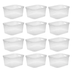Sterilite 8.25x12.25x15 Inch Modern Polished Storage Bin W/ Comfortable Carry Through Handles & Banded Rim For Household Organization, Clear -Rubbermaid Shop GUEST 7cf359f8 cace 4d11 8dd5 ecbb539c50e4
