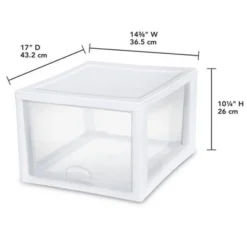 Sterilite 27 Qt (4 Pack) And 16 Qt (6 Pack) Stackable Clear Plastic Storage Drawer Containers For Home And Office Organization, White