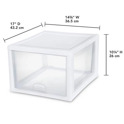Sterilite 27 Qt (4 Pack) And 16 Qt (6 Pack) Stackable Clear Plastic Storage Drawer Containers For Home And Office Organization, White 1 Sterilite 27 Qt (4 Pack) And 16 Qt (6 Pack) Stackable Clear Plastic Storage Drawer Containers For Home And Office Organization, White