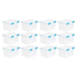 Sterilite 32 Quart Stackable Clear Plastic Storage Tote Container With Blue Gasket Latching Lid For Home And Office Organization, Clear -Rubbermaid Shop GUEST 86d65f11 c29c 42f0 a90c 16e78987ba85