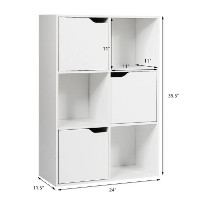 Costway 6 Cube Bookcase Cabinet Wood Bookcase Storage Shelves Room Divider Organization 1 Costway 6 Cube Bookcase Cabinet Wood Bookcase Storage Shelves Room Divider Organization
