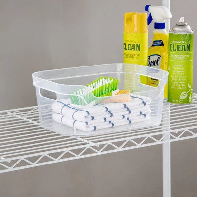 Sterilite 5.25x9.5x13 In Medium Polished Open Scoop Front Storage Bin W/ Comfortable Carry Through Handles For Household Organization, Clear 3 Sterilite 5.25x9.5x13 In Medium Polished Open Scoop Front Storage Bin W/ Comfortable Carry Through Handles For Household Organization, Clear - Image 3