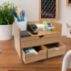 Sorbus 3-Tier Bamboo Desk Organizer Countertop Organization And Storage With 3 Drawers Declutter Office, Makeup Vanity And More