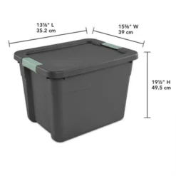 Sterilite 18 Pack Stackable Plastic Storage Tote Container Organizer Bin With Latching Lid For Home And Garage Organization,12 Gallon, Gray/Green
