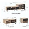 Kings Brand Furniture Nathan 3-Piece Living Room Set With TV Stand, Coffee Table & End Table, Modern Storage & Organization, Oak/Black Finish