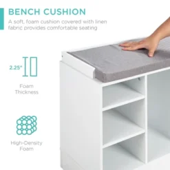 Best Choice Products 46in Shoe Storage Organization Rack Bench For Entryway, Bedroom W/ Padded Seat, 10 Cubbies - White 8 Best Choice Products 46in Shoe Storage Organization Rack Bench For Entryway, Bedroom W/ Padded Seat, 10 Cubbies - White -Rubbermaid Shop GUEST 97e31c13 bc95 4d97 8139 8e0a325e6c0c