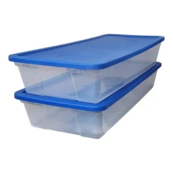 Homz Snaplock 41-Quart Plastic Multipurpose Stackable Storage Container Bins With Blue Snaplock Lid For Home And Office Organization, Clear (2 Pack) -Rubbermaid Shop GUEST 97ed9c76 2e63 4bde 8c64 fd0948a7adac