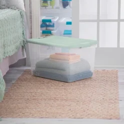 Sterilite 6 Pack 64 Quart Latching Box, Clear Plastic Stackable Storage Bin Container With Latch Lid For Home Garage Organization, Mindful Mint -Rubbermaid Shop GUEST 985e641b de1a 487b a671 8916a72eb953