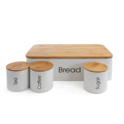 MegaChef Kitchen 4 Piece Bamboo Storage And Organization Canister Set In White -Rubbermaid Shop GUEST 9a11fc33 775e 4d30 8f40 fb3eb9bc0ced