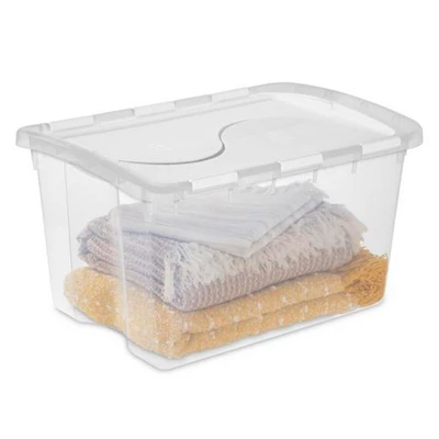 Sterilite 48 Quart Multipurpose Stackable Storage Box Tote Container With Hinged Lid And Handles For Home And Office Organization, Clear (6 Pack) 4 Sterilite 48 Quart Multipurpose Stackable Storage Box Tote Container With Hinged Lid And Handles For Home And Office Organization, Clear (6 Pack) - Image 4
