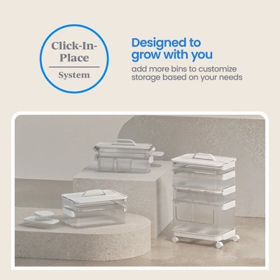 Click In Place Slim Lid With Handle For Plastic Storage Bins Home And Office Organization White- Brightroom™ 4 Click In Place Slim Lid With Handle For Plastic Storage Bins Home And Office Organization White- Brightroom™ - Image 4