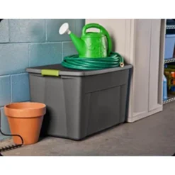 Sterilite Stackable 35 Gallon Storage Tote Box With Latching Container Lid For Home And Garage Space Saving Organization, Gray -Rubbermaid Shop GUEST 9c30361c 1d37 4dfd 875f a8d4846d24b1