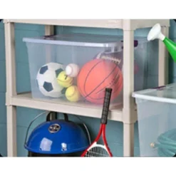 Sterilite 17571706 66-Quart ClearView Latch Box Storage Tote Container With Purple Handles For Home Or Office Organization, 12 Pack -Rubbermaid Shop GUEST 9c7d8f9d 9d6a 47cc 98ab c42d0bcd0865