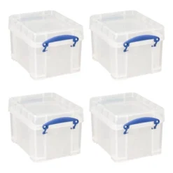 Really Useful Box 3 Liter Plastic Snap Lid Storage Bin For Music Storage, Office And General Home Organization, 12 Pack, Clear