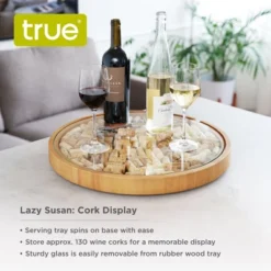 True Wine Cork Collector Lazy Susan Turntable, Wooden And Glass Storage For 130 Corks, Tabletop Or Countertop Organization, Set Of 1 -Rubbermaid Shop GUEST a0b9f21e 2131 48aa b3c6 62a3978b40c8