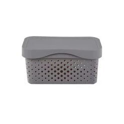 HANAMYA 5 Liter Stackable Lidded Storage Container Multipurpose Bins With Handles For Home And Office Organization, Gray (Set Of 6) -Rubbermaid Shop GUEST a16f8d1b d816 44bc a798 a20d581b7c74