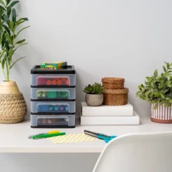 IRIS 2pk 4 Drawer Desktop Organizer Compact Black: Plastic Stackable Storage & Organization Utility Drawers -Rubbermaid Shop GUEST a1c97c8b 2335 44cf 80b3 2f7a15f092ee