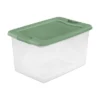 Sterilite Latching Hinged See-Through Plastic Stacking Storage Container Tote With Recessed Lids For Home Organization