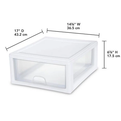 Sterilite 27 Qt (4 Pack) And 16 Qt (6 Pack) Stackable Clear Plastic Storage Drawer Containers For Home And Office Organization, White 2 Sterilite 27 Qt (4 Pack) And 16 Qt (6 Pack) Stackable Clear Plastic Storage Drawer Containers For Home And Office Organization, White - Image 2