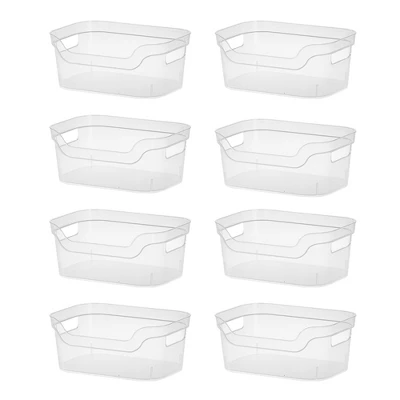 Sterilite 5.25x9.5x13 In Medium Polished Open Scoop Front Storage Bin W/ Comfortable Carry Through Handles For Household Organization, Clear 8 Sterilite 5.25x9.5x13 In Medium Polished Open Scoop Front Storage Bin W/ Comfortable Carry Through Handles For Household Organization, Clear - Image 8