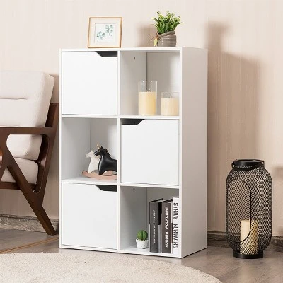 Costway 6 Cube Bookcase Cabinet Wood Bookcase Storage Shelves Room Divider Organization 2 Costway 6 Cube Bookcase Cabinet Wood Bookcase Storage Shelves Room Divider Organization - Image 2