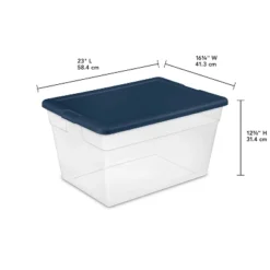 Sterilite Stackable 56 Quart Clear Home Storage Box With Handles And Marine Blue Lid For Efficient, Space Saving Storage And Organization (24 Pack) -Rubbermaid Shop GUEST b63b3e5e 305b 4b1a a47b 2316e4933500 2