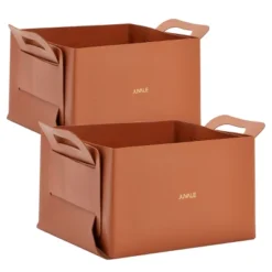 Juvale 2 Pack Faux Leather Foldable Storage Bins With Handles, Collapsible Baskets For Home Organization, Brown, 10 X 6.5 In -Rubbermaid Shop GUEST b67dd5cb eef8 435f b7d4 d4585e9ae7ca
