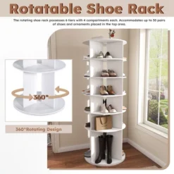 KWPZQEB 6 Tier Rotating Shoe Rack Tower, Spinning Shoe Display Lazy Susan, Revolving 360 Shoe Rack Storage Round Carousel, Handbag Organization, White -Rubbermaid Shop GUEST b87a013b 2c18 40b4 9631 5ae9e560255f 1