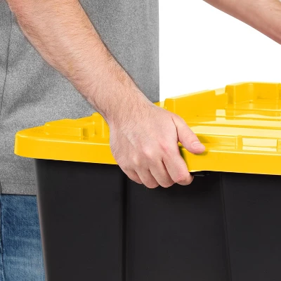 IRIS USA 27 Gallon Heavy Duty Truck Bed Toolbox Storage Tote Bins With Lids, Garage Organization, Black/Yellow, 2 Pk 2 IRIS USA 27 Gallon Heavy Duty Truck Bed Toolbox Storage Tote Bins With Lids, Garage Organization, Black/Yellow, 2 Pk - Image 2