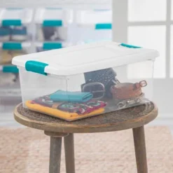 Sterilite 12 Sets Of 15-Quart & 6 Sets Of 25-Quart Heavy-Duty Stackable Clear Latch Lid Storage Container Tote For Home Organization