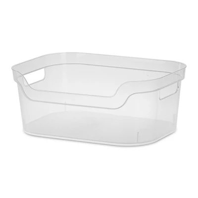 Sterilite 5.25x9.5x13 In Medium Polished Open Scoop Front Storage Bin W/ Comfortable Carry Through Handles For Household Organization, Clear 1 Sterilite 5.25x9.5x13 In Medium Polished Open Scoop Front Storage Bin W/ Comfortable Carry Through Handles For Household Organization, Clear
