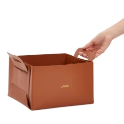Juvale 2 Pack Faux Leather Foldable Storage Bins With Handles, Collapsible Baskets For Home Organization, Brown, 10 X 6.5 In -Rubbermaid Shop GUEST c43f9668 4f07 4a17 b426 8d944662e49f
