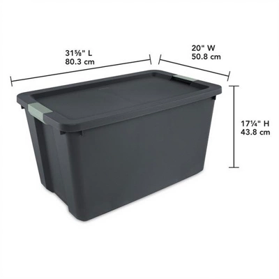 Sterilite 12 Pack 34 Gallon Stackable Plastic Storage Tote Container Organizer Bin With Latching Lid For Home And Garage Organization, Gray/Green 2 Sterilite 12 Pack 34 Gallon Stackable Plastic Storage Tote Container Organizer Bin With Latching Lid For Home And Garage Organization, Gray/Green - Image 2