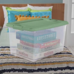 Sterilite Latching Hinged See-Through Plastic Stacking Storage Container Tote With Recessed Lids For Home Organization -Rubbermaid Shop GUEST cdbd7712 a410 4c08 9c10 cb6c05d8a761