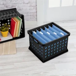 Sterilite Stackable Plastic Storage Crate Bin Organizer File Box With Handles For Home, Office, Dorm, Garage, Or Utility Organization, Black -Rubbermaid Shop GUEST ce9b4927 405c 48f0 8584 0ebc728c2e17