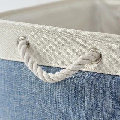 Aoibox Large Canvas Storage Bins With Handles Collapsible Baskets For Closet Shelves Laundry Organization 3 Pack White Blue 6 Aoibox Large Canvas Storage Bins With Handles Collapsible Baskets For Closet Shelves Laundry Organization 3 Pack White Blue - Image 6