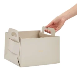 Juvale 2 Pack Faux Leather Foldable Storage Bins With Handles, Collapsible Baskets For Home Organization, Grey, 10 X 6.5 In -Rubbermaid Shop GUEST d27e6d9a 7ddc 4cc4 b5e7 f2b09cfaf048