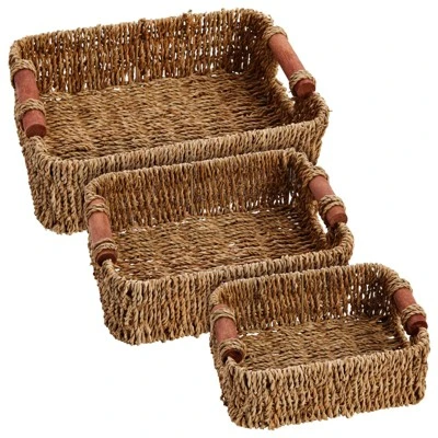 Juvale Set Of 3 Small Wicker Baskets For Storage, Woven Nesting Bins With Handles For Bathroom Towels And Toilet Paper Organization, Shelf 3 Sizes 7 Juvale Set Of 3 Small Wicker Baskets For Storage, Woven Nesting Bins With Handles For Bathroom Towels And Toilet Paper Organization, Shelf 3 Sizes - Image 7